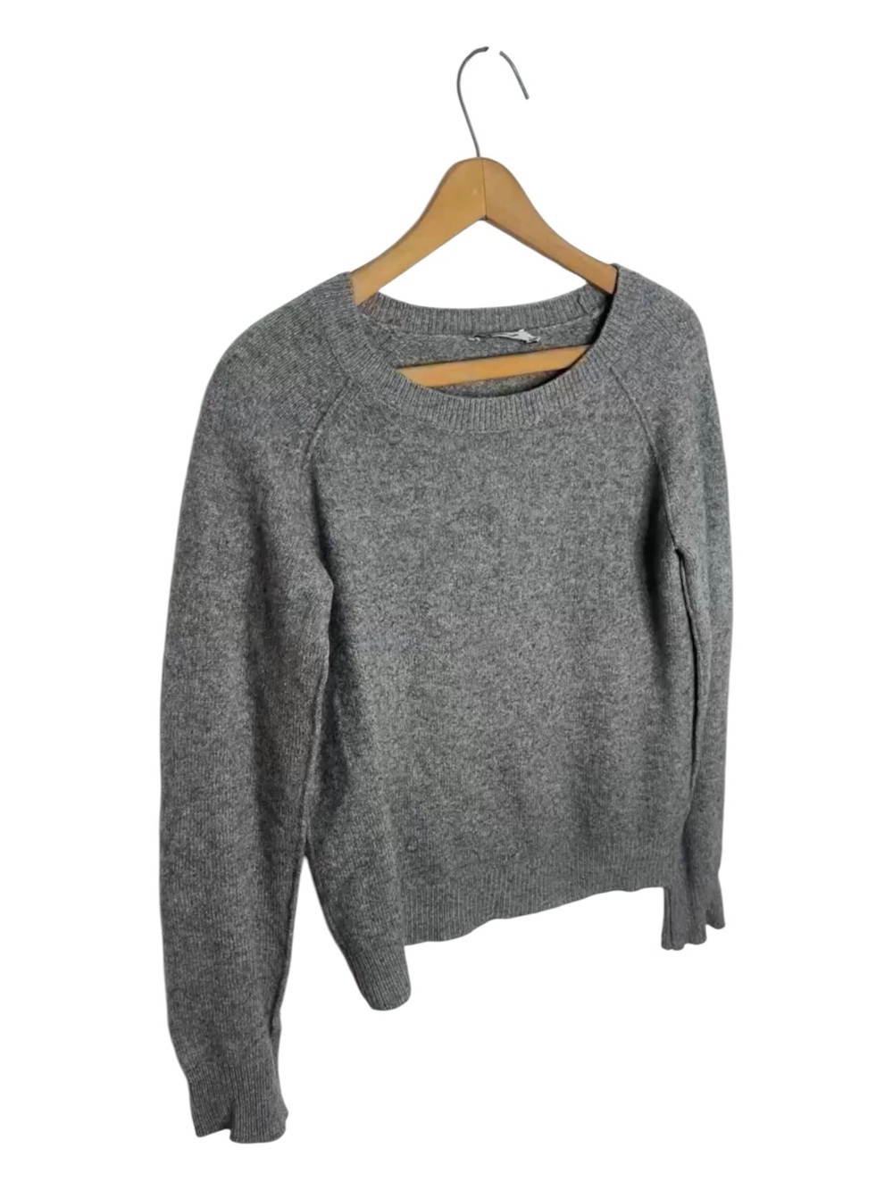 T by Alexander Wang Wool Cashmere Sweater S Gray Raglan Crewneck Pullover